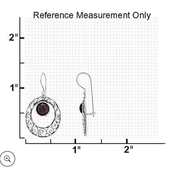 Or Paz Sterling Garnet Oval Scroll Design Dangle Earrings - Picture 7 of 7